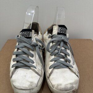 Golden Goose GGDB Super-Star Shoes Womens Size 38 White Gray Star Made in Italy